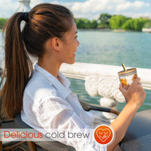 Load image into Gallery viewer, Reusable Boba Bubble Tea & Smoothie Cups - 2 Glass Wide Mouth 24oz Ball Mason Jars with Bamboo Lids - 2 Reusable Gold Stainless Steel Boba Straws Brand Capsule Classic