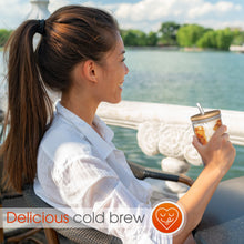 Load image into Gallery viewer, Reusable Boba Bubble Tea & Smoothie Cups - 2 Wide Mouth Smooth-Sided Jars 24oz with Bamboo Lids - 2 Reusable Silver Stainless Steel Boba Straw