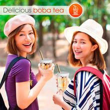 Load image into Gallery viewer, Reusable Wide Mouth Smoothie Cups Boba Tea Cups Bubble Tea Cups with Lids and Gold Straws Ball Mason Jars Glass Cups (2-pack, 16 oz mason jars) Brand Capsule Classic