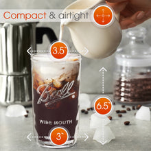 Load image into Gallery viewer, Reusable Wide Mouth Smoothie Cups Boba Tea Cups Bubble Tea Cups with Lids and Silver Straws Ball Mason Jars Glass Cups (2-pack, 24 oz mason jars)
