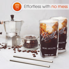 Load image into Gallery viewer, Reusable Wide Mouth Smoothie Cups Boba Tea Cups Bubble Tea Cups with Lids and Silver Straws Ball Mason Jars Glass Cups (2-pack, 24 oz mason jars)
